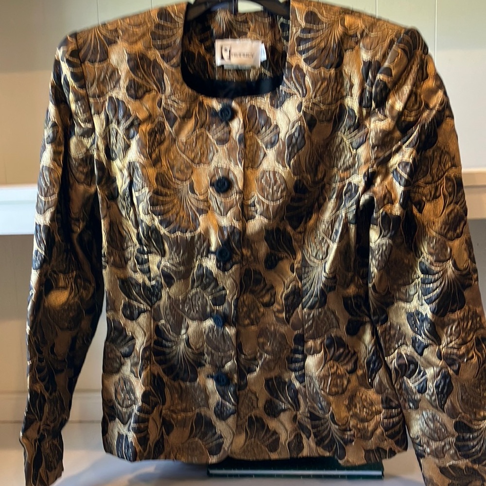 Trending 2024 Jacquard Blazer Prophecy Black & Gold Metallic Jacket New